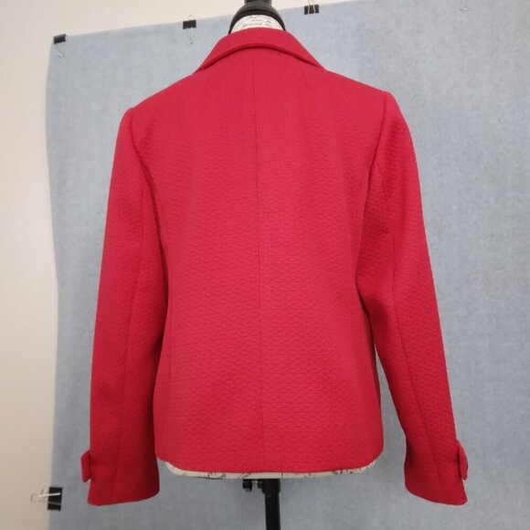 Talbots | Red Textured Double Breasted Blazer Jacket | Size 10 - Picture 5 of 10